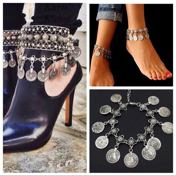 Boho Coin Anklet - Antiqued Pirate Gold - Picture 8 of 8